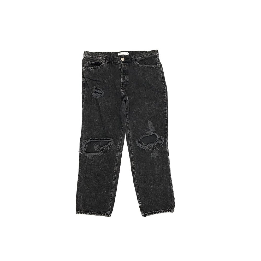 Garage 90's Boyfriend Button Fly Distressed Women's size 11 Black Denim jeans
